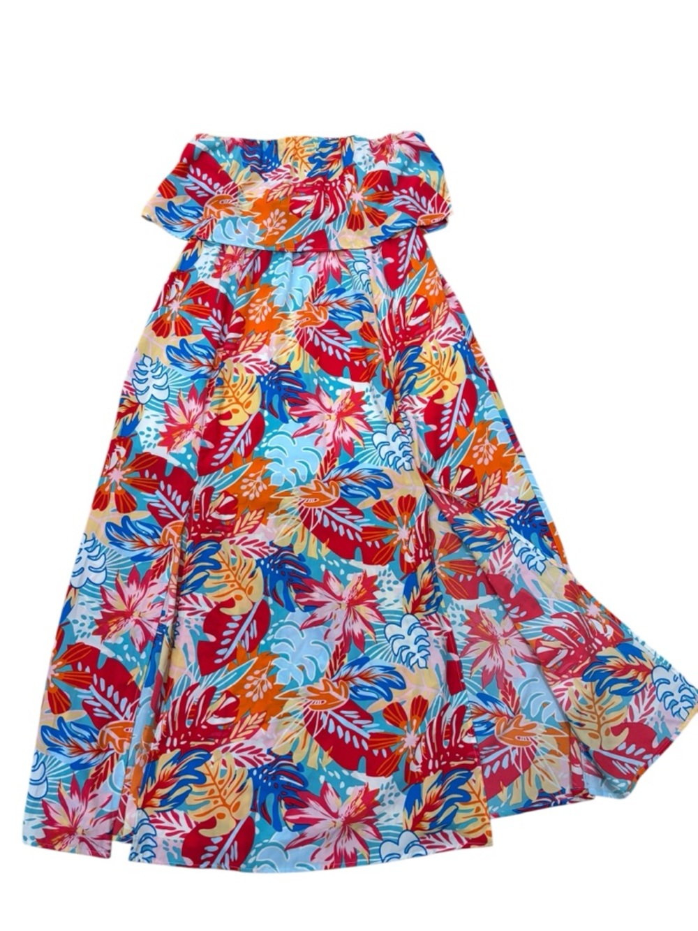 Dokotoo Tropical strapless Maxi Dress - Bright Floral Print size L